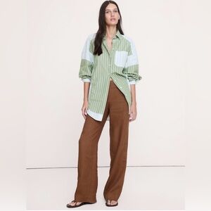 NWT Banana Republic Linen Wide Leg Pants Cinnamon Brown | Everyday Pant M
